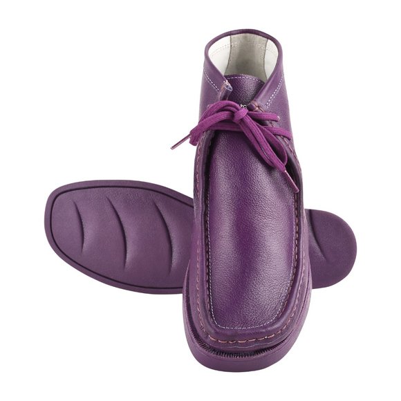 Hamara Joe Purple LEATHER DESERT CHUKKA CASUAL BOOTS main image 4